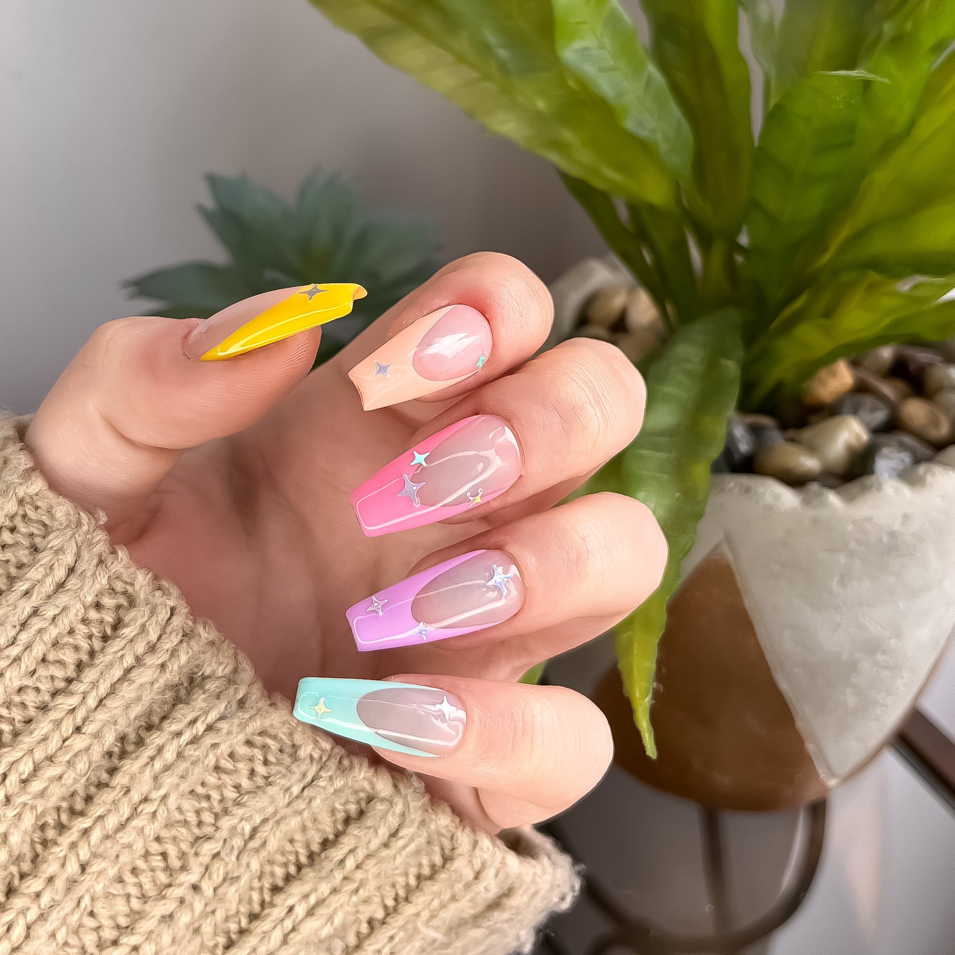 Starry Pastel French Tips That Shine