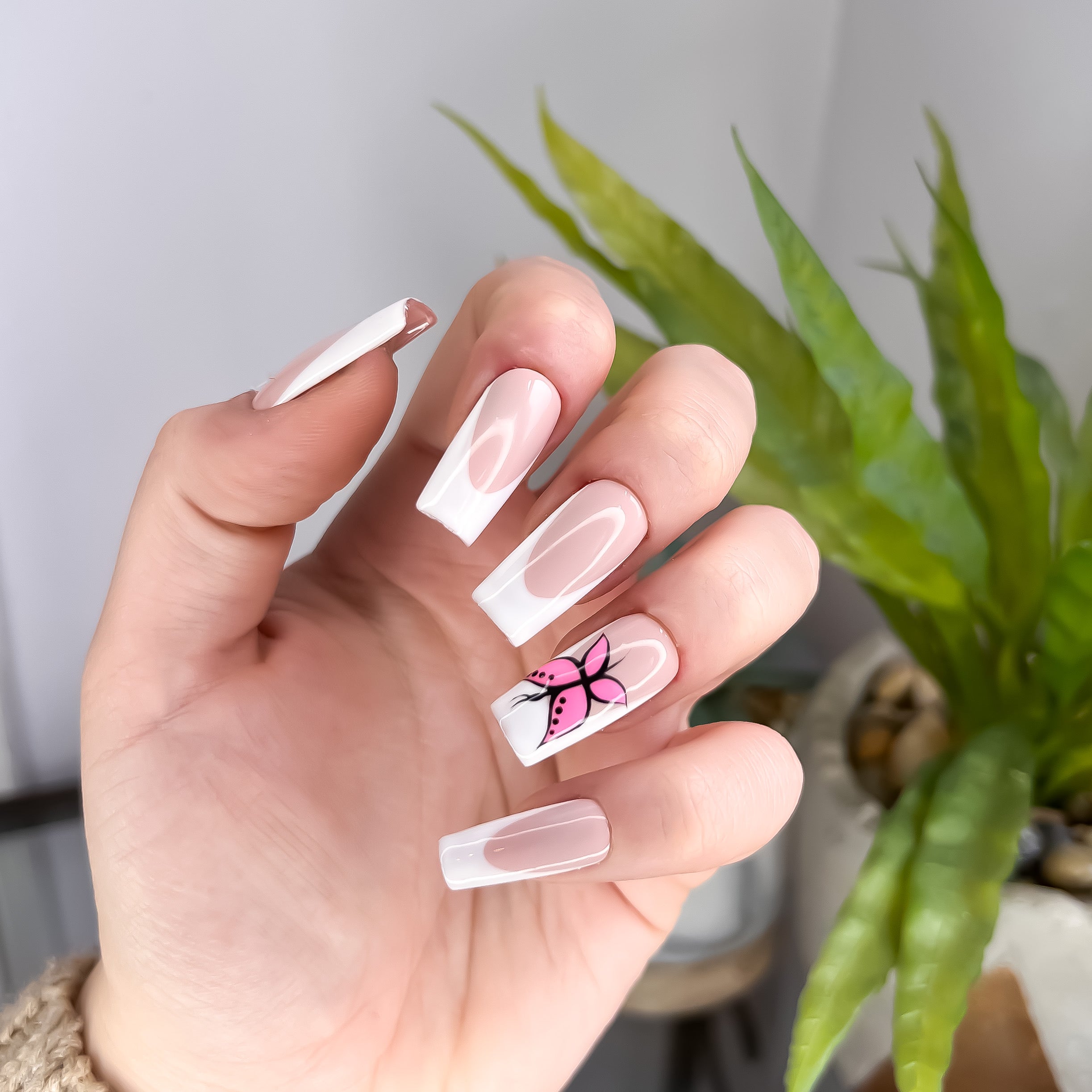 Pink 2024 butterfly nails